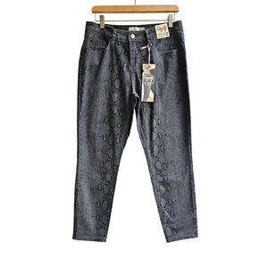 NWT Black Snakeskin Print Royalty for Me Skinny Jeans, Midrise, Size 12